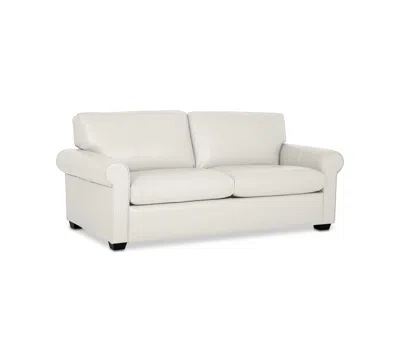Macy's Orid 77" Full Roll Arm Leather Sleeper, Created For  In White