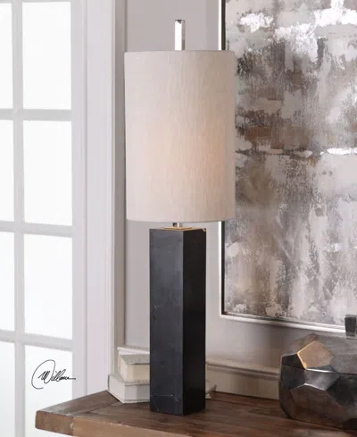 Uttermost Delaney Marble Column Accent Lamp In Black