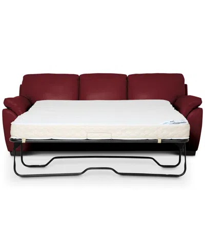Macy's Lothan 87" Leather Queen Sleeper, Created For  In Red