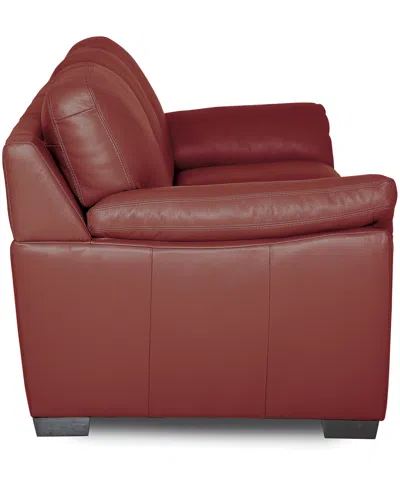 Macy's Lothan 87" Leather Queen Sleeper, Created For  In Red