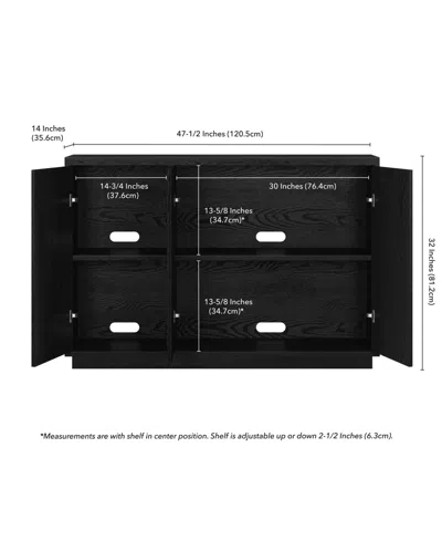 Hudson & Canal Alston 48" Wide Rectangular Fluted Buffet Table In Black Grain
