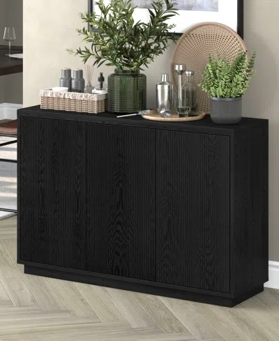 Hudson & Canal Alston 48" Wide Rectangular Fluted Buffet Table In Black Grain