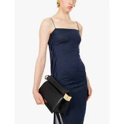 Jacquemus Rectangular Lamb Leather Clutch With Rolled Handle In Black