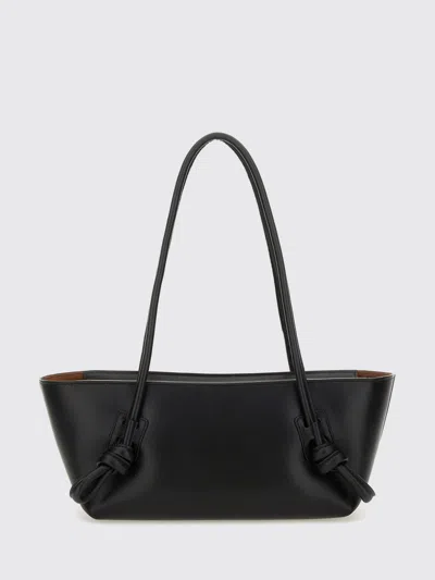 Hereu Fleca Elongated Rectangular Knot Leather Shoulder Bag In Black