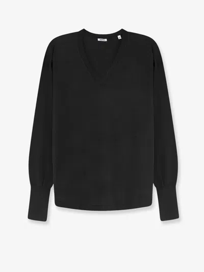 Aspesi V-neck Long-sleeve Knit Top In Black