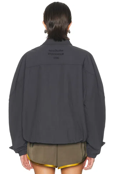 Acne Studios Cropped Nylon Blend Coat High Collar In Black