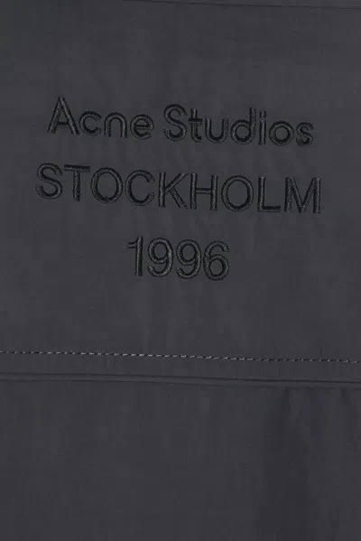 Acne Studios Cropped Nylon Blend Coat High Collar In Black