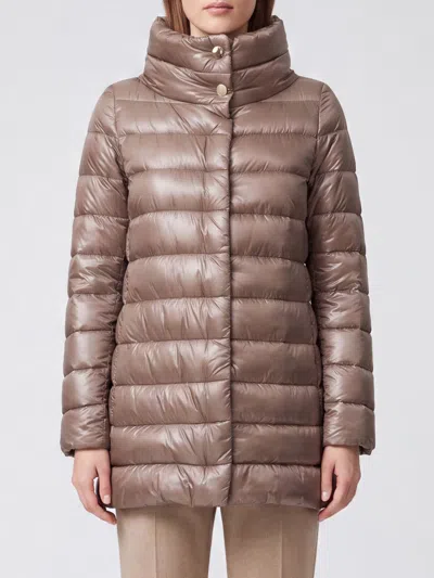 Herno Amelia Stand Collar Down Coat In Brown