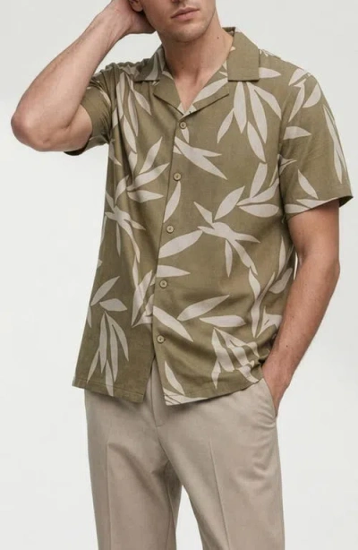 Noize Corey Leaf Print Camp Shirt In Multi
