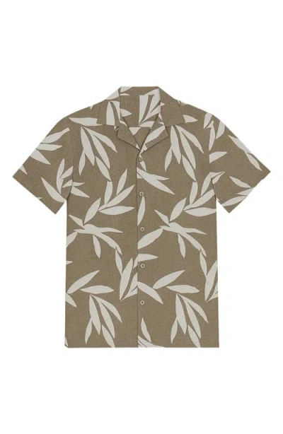 Noize Corey Leaf Print Camp Shirt In Multi