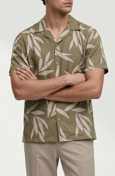 Noize Corey Leaf Print Camp Shirt In Multi