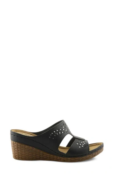 Flexus By Spring Step Wedge Sandal In Black