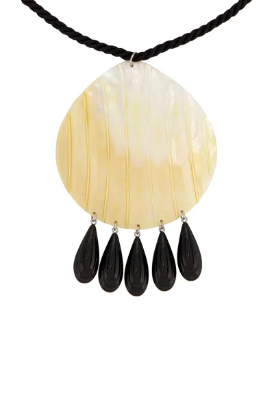 Julietta Iris Necklace In Black & Pearl