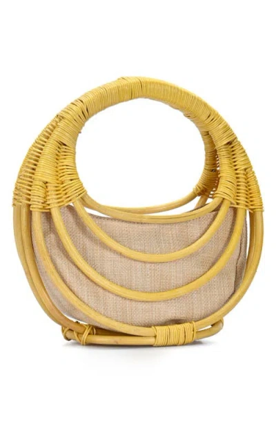 Antik Kraft Wicker Structured Handheld Bag In Yellow
