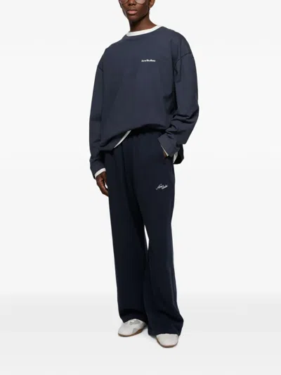 Acne Studios Logo-print Layered Sweatshirt In 블루