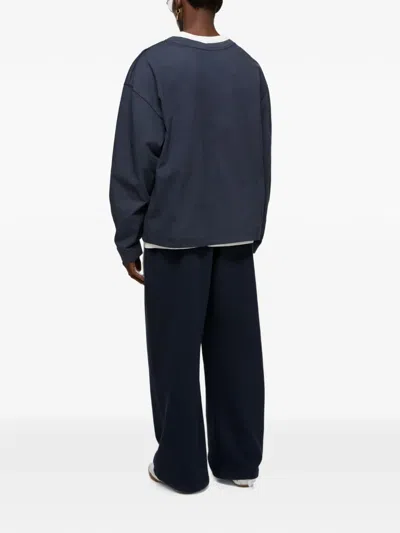 Acne Studios Logo-print Layered Sweatshirt In 블루