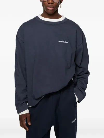 Acne Studios Logo-print Layered Sweatshirt In 블루