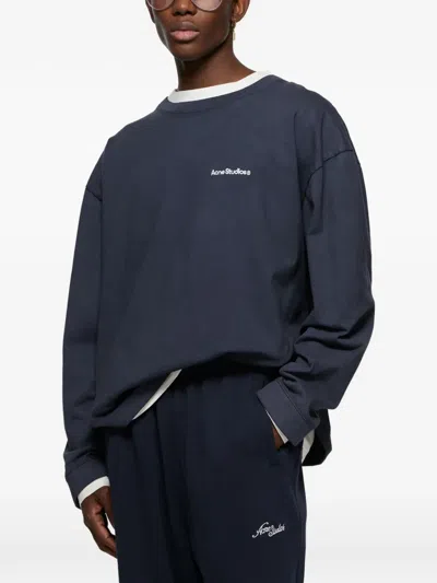 Acne Studios Logo-print Layered Sweatshirt In 블루