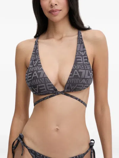 Ea7 Logo-print Triangle Bikini In Black