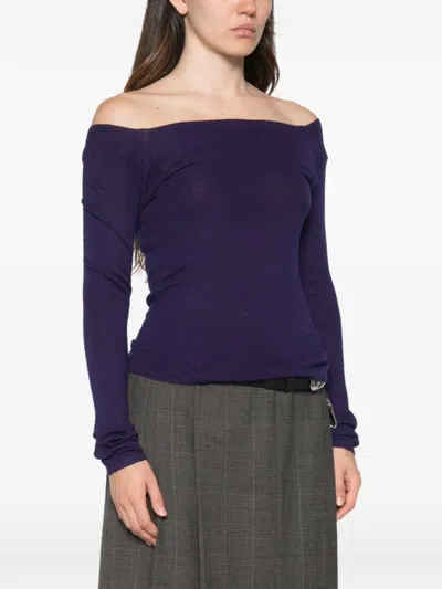 Bompard Bardot-neck T-shirt In Blue