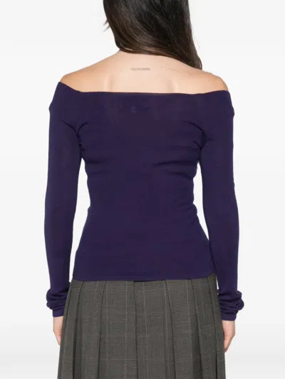 Bompard Bardot-neck T-shirt In Blue