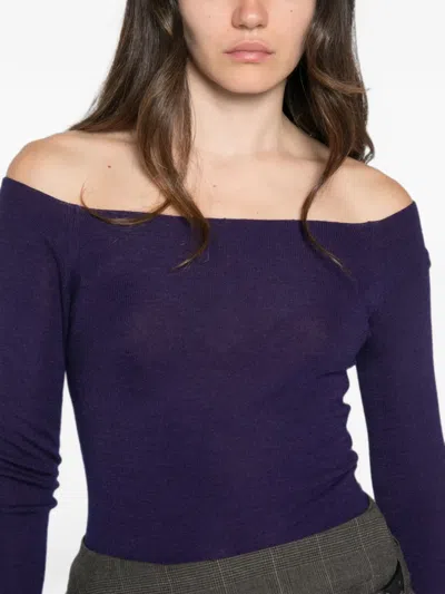 Bompard Bardot-neck T-shirt In Blue