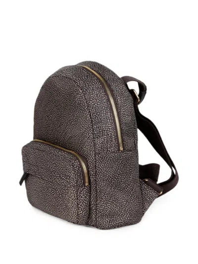 Borbonese B-club Op-print Front-zip Backpack In Brown