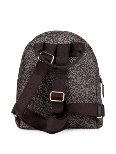 Borbonese B-club Op-print Front-zip Backpack In Brown