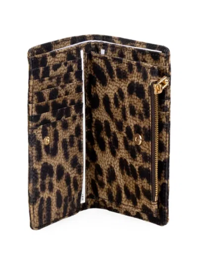 Borbonese Leopard-print Logo-plaque Wallet In 브라운