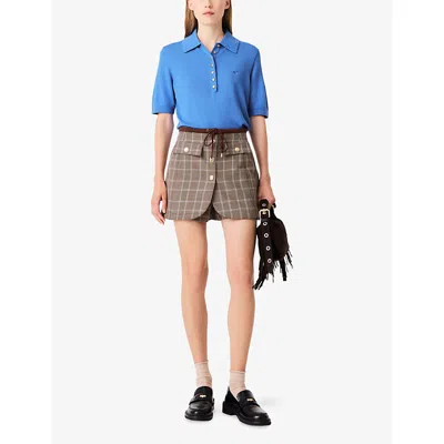 Maje Layered-effect Suit Shorts In Neutral