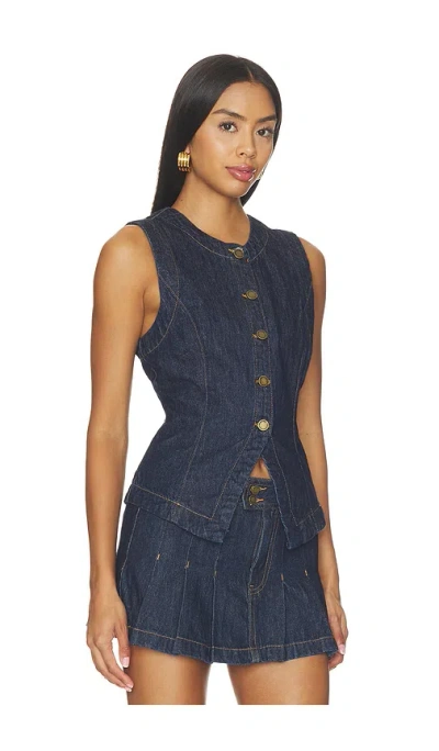 Blanknyc Denim Button Front Vest Top In Blue