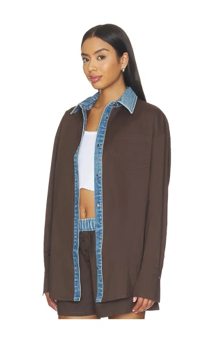 Ser.o.ya Gill Oversized Button-front Shirt In Brown