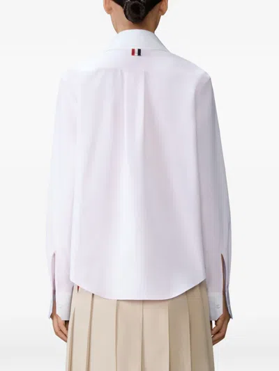 Thom Browne Stripe Bow Blouse In White