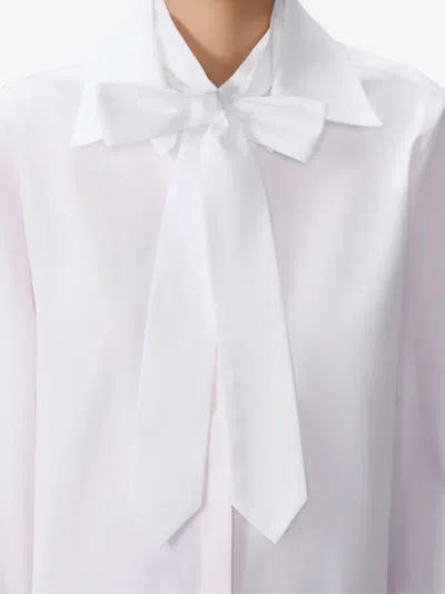 Thom Browne Stripe Bow Blouse In White