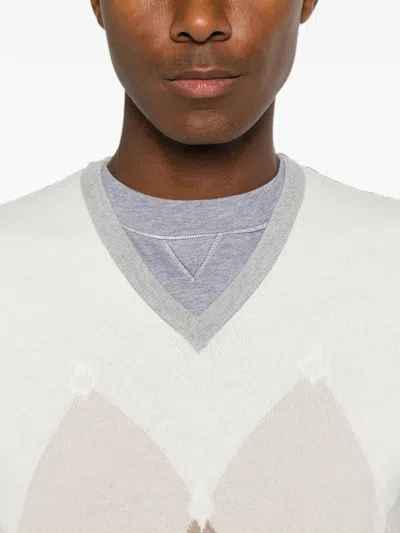 Vengera Argyle-pattern V-neck Sweater In Gray