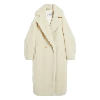 Max Mara Oversized Double-breasted Alpaca-wool Coat With Silk Base In White