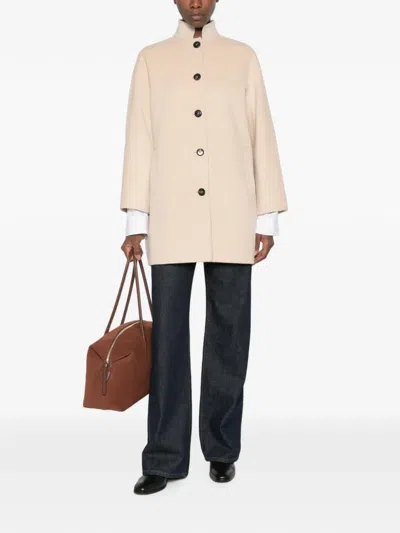 Rosso 35 High-neck Button-up Coat In Neutral