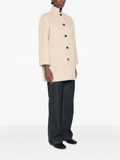 Rosso 35 High-neck Button-up Coat In Neutral