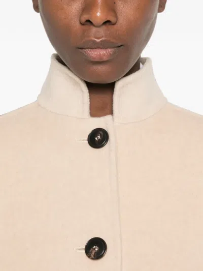 Rosso 35 High-neck Button-up Coat In Neutral