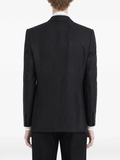 Tom Ford Stripe-pattern Double-breasted Blazer In Black