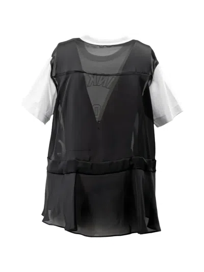 Sacai Panelled Drawstring T-shirt In White