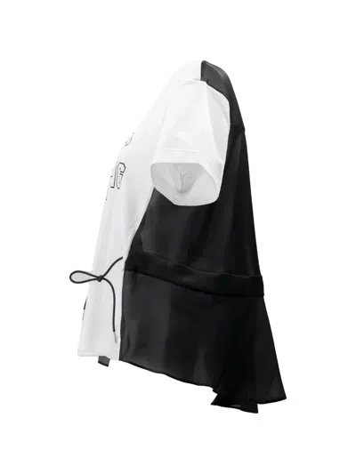 Sacai Panelled Drawstring T-shirt In White