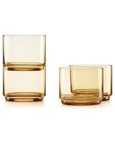 Lenox Tuscany Classics Amber Stackable 4pc Short Glasses In Orange