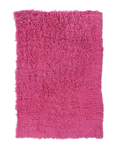 Linon Flokati Solid Woven Rectangular Accent Rug In Pink