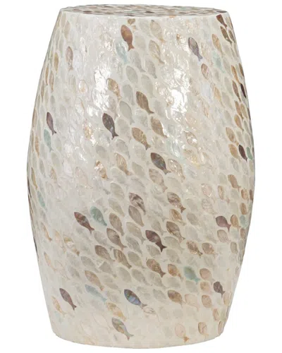 Linon Capiz Drum Table Fish In Neutral