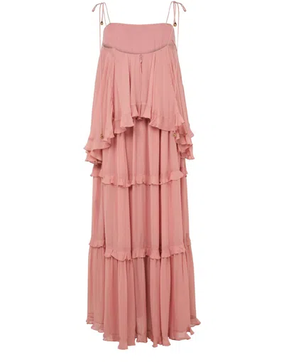 Zimmermann Luna Ruffled Georgette Midi Dress In Pink