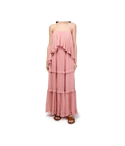 Zimmermann Luna Ruffled Georgette Midi Dress In Pink