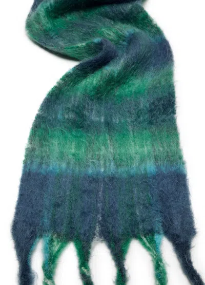 Acne Studios Plaid Check Fringed Scarf In Green