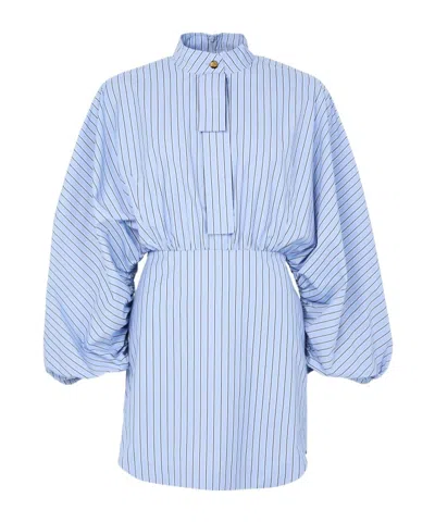 Zimmermann Drawstring Stripe Mini Dress Hydrangea Stripe In Blue