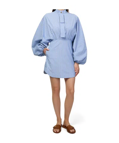 Zimmermann Drawstring Stripe Mini Dress Hydrangea Stripe In Blue